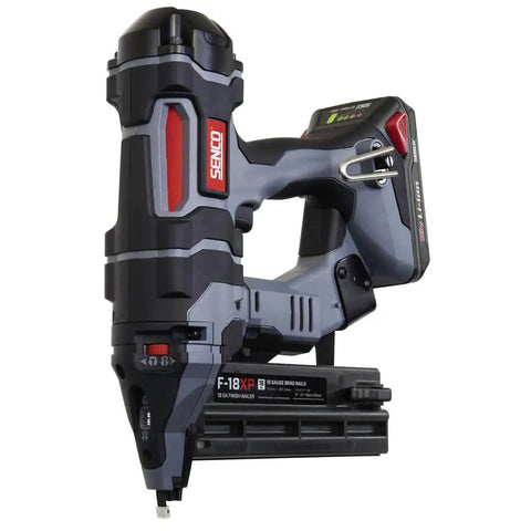 18 Gauge Cordless Brad Nailer With Fusion Air Power Tech Working Smooth As Butter Zero Cord Drag And Ramp Up Nonsense Tool Free Depth Adjustments Dual Drive Switches And Built In LED sight.