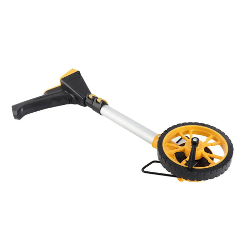 Keenso Distance Measuring Wheel with Foldable Handle, close-up view showing anti-slip wheel and ergonomic grip handle.