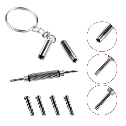 Top Notch Replacement Temple Screws For Wayfarer RB2140 Sunglasses Boasting Hella Tight Twisted Wire Construction For Snug Hinge Fixes And Legit Eyewear Restoration On RB4340 set including 4 steel screws and screwdriver.