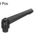 8 Piece Adjustable Clamping Lever Handles Set With M8 Female Thread Knobs shown in black aluminum alloy for industrial use