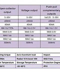 Table of electrical and mechanical specifications for 58mm Outer Diameter Optical Incremental Rotary Encoder 1024PPR 10mm Shaft Push Pull Output ABZ Signals With Side Socket 5 To 26V DC For Robotics CNC Automation.