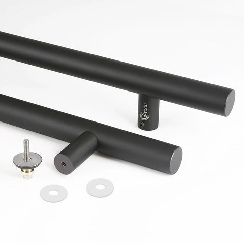 71-Inch Double-Sided Push Pull Door Handle in Matte Black SUS304 Stainless Steel, Built Tough Heavy-Duty Ladder Pull for Commercial Glass, Residential Wood Barn and Metal Doors, 1800 x 38mm black door handle with mounting hardware
