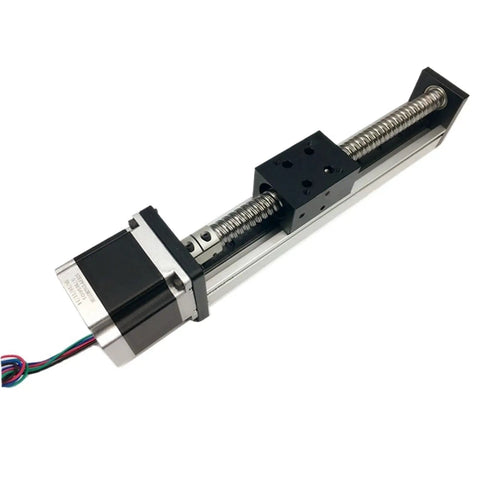 Top Shelf Precision Stage D Ball Screw Linear Actuator Module With Butter Smooth Motion SFU1204 showing linear guide rail and motor.