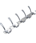 Two Piece Five Hook Wall Mounted Coat Rack Made From Solid Stainless Steel Featuring A Polished Mirror Finish Great For Bathrooms Bedrooms And Hallways A Real Deal Storage Solution. Close-up of five smooth curve hooks.