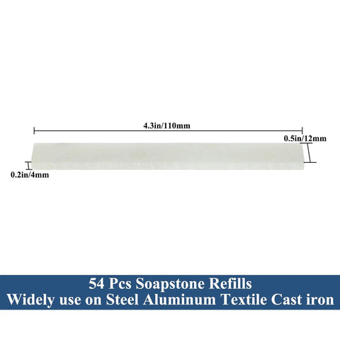 54 Piece Soapstone Pencil Set White Flat Tipped Marking Pencils For Welding And Textile Projects dimensions diagram