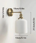 Wall Lamp, Nordic Minimalist Bedroom Light, Brass Ceramic Retro Lamps, dimensions 21.5cm by 15cm with wall mounting.