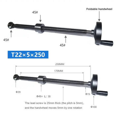 Tough As Nails T22 Trapezoidal Lead Screw And Adjustable Handwheel Offering Butter Smooth Motion Designed From Premium 45 Steel To Make Your Cnc Builds And Woodworking Rigs Run Flawless For Reliable Axis Calibration And Quick Diy Repairs