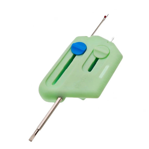 Easy Peasy Needle Threader For All Sewers Third Generation Safety Tech Compact Tool That Speeds Up Home Sewing And Prevents Needle Injuries While Threading green plastic needle threader