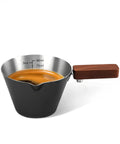 Stainless Steel Espresso Measuring Cup With Wide Mouth And V Shaped Pour Spout, Easy Grip Handle, Built In Scale For Latte Cappuccino Americano Macchiato, Pro Grade For Home Baristas Black