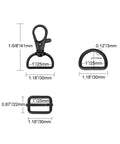 Solid 30 Piece Purse Hardware Kit Featuring Swivel Snap Hooks Premium D Rings And Adjustable Slide Buckles For Custom Bag Making Leather Crafting Diy Sewing And Heavy Duty Tote Work - Black hardware pieces with dimensions