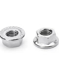 Close-up of 8 Pieces M10 X 1.25 Serrated Flange Nuts Hex Lock Nut Fine Thread Stainless Steel 304 For Auto Machinery Metalworking DIY Projects