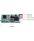 Wireless Relay Switch Kit With 433MHz Remote circuit board showing labeled connections including antenna and learning button.