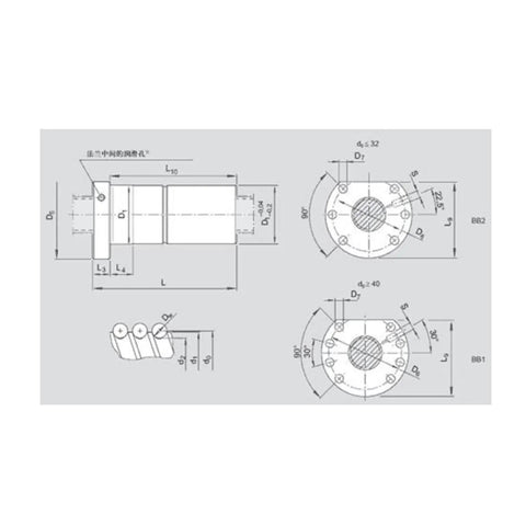 Kick Up Your Setup With This Rock Solid Precision Ball Screw Nut For Linear Motion Control dimensions blueprint illustration.