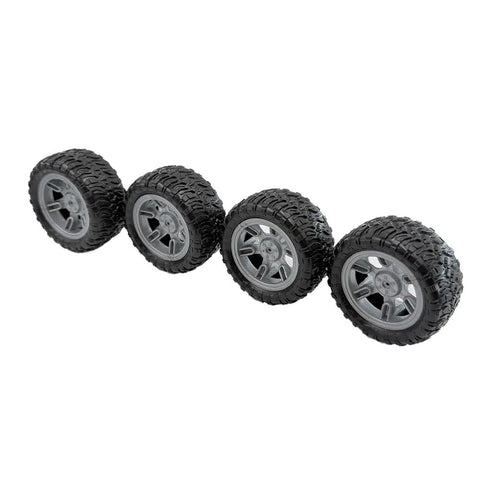 Four Pack Toy Car Wheels With Rubber Tires And Metal Shafts for RC Cars Trucks Boats Drones Robots Helicopters DIY Model Building