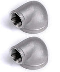 Top Tier 304 Stainless Steel 90 Degree Elbow Reducer Pipe Fitting 3/4 To 1/2 Inch Npt Female Thread two-piece set.