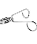 Close-up of a stainless steel spring clip, part of 10 Piece Stainless Steel Spring Clips For Cup Sealing Machines Universal Replacement Accessories.