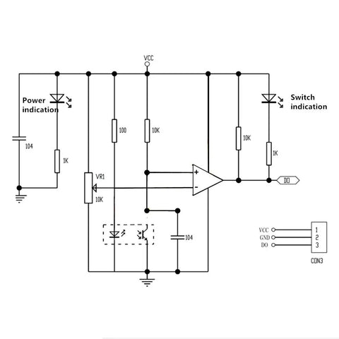Wiring diagram for Five Pack IR Obstacle Avoidance Sensor Modules For Arduino And Robots, Line Tracking and Distance Detection.