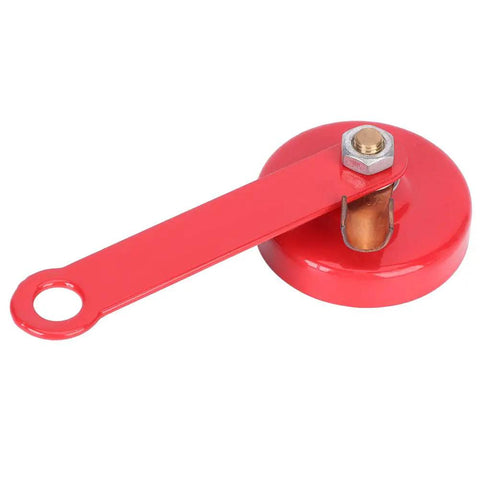 Heavy Duty 2 Inch Magnetic Welder Locator And Grounder Electrode Holder With Shock Resistant Plastic Shell, red with metal connection.