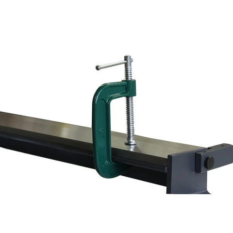 30-Inch Manual Sheet Metal Brake With 2 C-Clamps, Portable Steel Bender Tool, featuring an attached C-Clamp for stability.