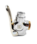 VL700 Two Way Lever Valve With One Quarter Inch NPT Female Inlets And Outlets For Pneumatics, Chrome Plated Die Cast Body, Brass Parts