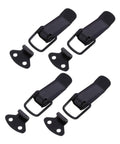 Universal Push Close Latch Kit With 4 Piece Spring Loaded Toggle Hasp, black, for cabinets and more, shown in four sets