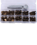 15mm Antique Brass Snap Fasteners Kit With Fixing Tools, 30 Sets For Leather Craft, Clothing, Handbags, Jackets, Jeans, DIY Sewing, Popper Press Stud Buttons Gear in storage case