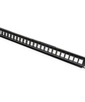 24-Port Blank Keystone 1U Patch Panel For Cat6 Jacks, 19-Inch Rackmount, Steel Black, NDAA Compliant, front view