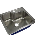 Heavy Duty 1 Hole Drop In Single Bowl Stainless Steel Kitchen Sink, 16 Gauge, Brushed Finish, 25 By 22 By 9 Inches, Predrilled Faucet Hole