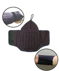 Under Kote Wrist Protector For Kendo Forearm Shield Indigo Cotton Canvas Japanese wrist and forearm protection shown laid flat and in use.