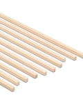 Real Deal Unfinished Square Dowel Rods 1/4 Inch By Eighteen Inch Pack Of Ten displayed in a row, showcasing smooth square hardwood design.