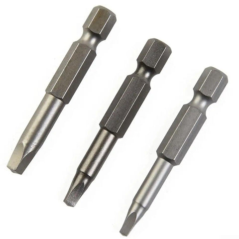 Heavy Duty 50mm Square Head Screwdriver Bits Set 3pc Steel SQ1 SQ2 SQ3 Magnetic Drill Bit Kit for Cordless Electric Powers Tools and Heavy Repair Jobs That Gonna Hold Tough Under Any Stress, 3 steel bits