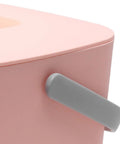 Pink Compact Countertop Dishwasher With 360 Degree Rotating Spray And Fifteen Minute Automatic Shutoff close-up of handle detail.