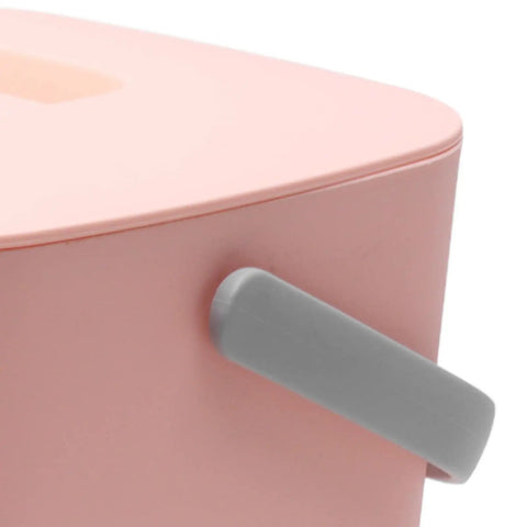 Pink Compact Countertop Dishwasher With 360 Degree Rotating Spray And Fifteen Minute Automatic Shutoff close-up of handle detail.
