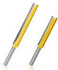 Two Piece Extra Long Straight Router Bit Set With One Quarter Inch Shank, Double Flute Grooving Bits For Trimming And Milling, Pro Grade Steel