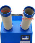 Heavy Duty Mobile Evaporative Air Cooler With Adjustable Airflow And Temperature Settings 14L showing dual exhaust vents and control panel.