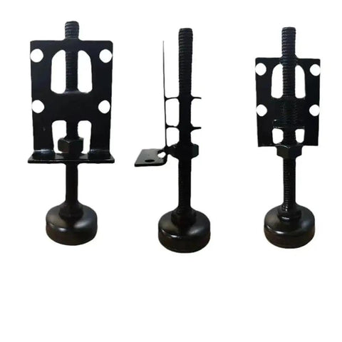 Beefy Adjustable Furniture Leveling Feet 4 Pack Extra Thick Built Different Zero Wobble Support Base with black steel construction.