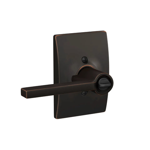 Latitude Lever Lock With Century Trim Keyed Entry In Aged Bronze, Sturdy Front Door Lockset, classic bronze finish detail view