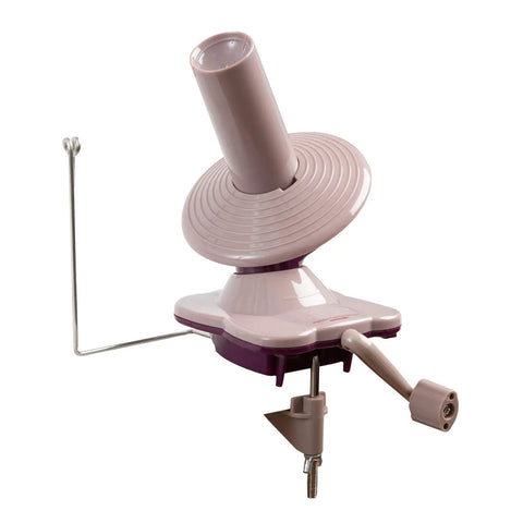 Purple Yarn Ball Winder For Knitting And Crocheting, Easy To Use Tool That Winds Hanks Into Center Pull Cakes Up To 100 Grams, Works With Lace To Worsted Weights, Makes Quick Mess Free Yarn Prep For Projects. clamp base and hand crank
