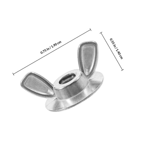 Beefy Heavy Duty Hurricane Shutter Wing Nuts 20 Pack One Quarter Twenty Threaded Wing Nut Driver Tool With Washers shown with dimensions