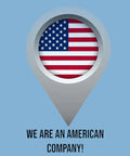 American company location pin with American flag graphic.