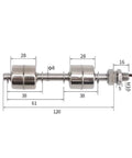 Stainless Steel Float Switch Flow Sensor With Dual Ball Mechanism For Water Level Monitoring In Tanks Pools And Systems 120mm 220V Durable Construction For Harsh Environments And Easy Installation. 120mm stainless steel dual-ball float switch with M10 thread