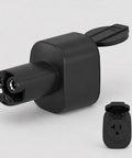 Essential Badass NACS V2L Adapter for Electric Rides features a black vehicle-to-load adapter for power outlets.