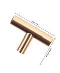 5 Pack Golden Cabinet Pull Handles Single Hole T Bar Style For Cabinets Wardrobe Doors Drawers Kitchen Cupboards, shown with dimensions