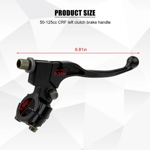 Top Shelf Motorcycle Clutch Brake Lever Perch 7/8 Inch Aluminum Pit Bike Handlebar Clamp Motocross Control Set With Mirror Mount, showing dimensions 6.81in.