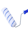 Heavy Duty Paint Roller Kit With Telescopic Extension Pole For Interior Walls And Ceilings Extends Comfortably To Crank Out Flawless Coats Ladder Free On Any Weekend Reno Project close-up of roller with blue stripes.