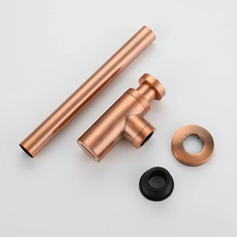 Antique Copper Bottle Trap Slick for 1-1/4 Inch Drainage, P Trap with Wall Inlet, decorative brass basin plumbing fitting