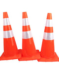 Three 28 Inch Traffic Cones Set Of 12 Jobsite Ready High Visibility Plastic Road Cones PVC Safety Parking Cones Fluorescent Orange
