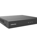 16 Channel Hybrid 5MP Security DVR For Home And Business With Human And Vehicle Detection, black rectangular system, side view