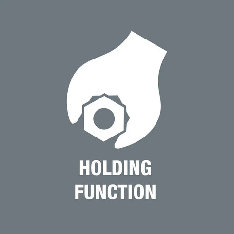 Graphic of hand holding nut symbolizing holding function of Joker Double Open Ended Wrench 10x13mm 167mm Length Beefy Grip