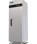 Heavy Duty Single Door Reach In Freezer With 23 Cubic Feet Stainless Steel Shell Digital Temp Control, standing view.